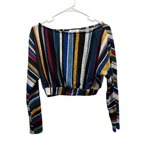 CLE Luv Striped Long sleeve Cropped Top